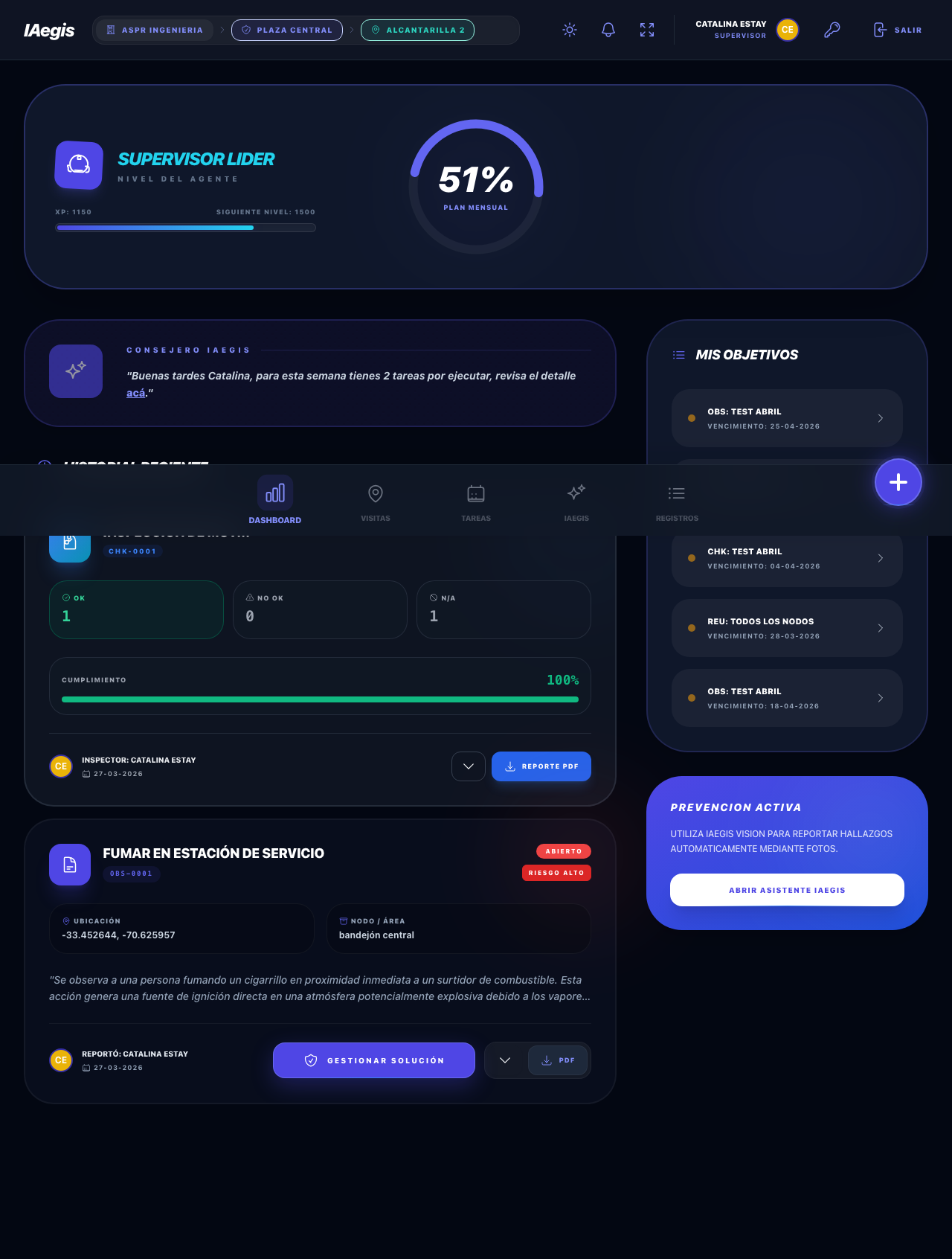 Dashboard o selector de empresa