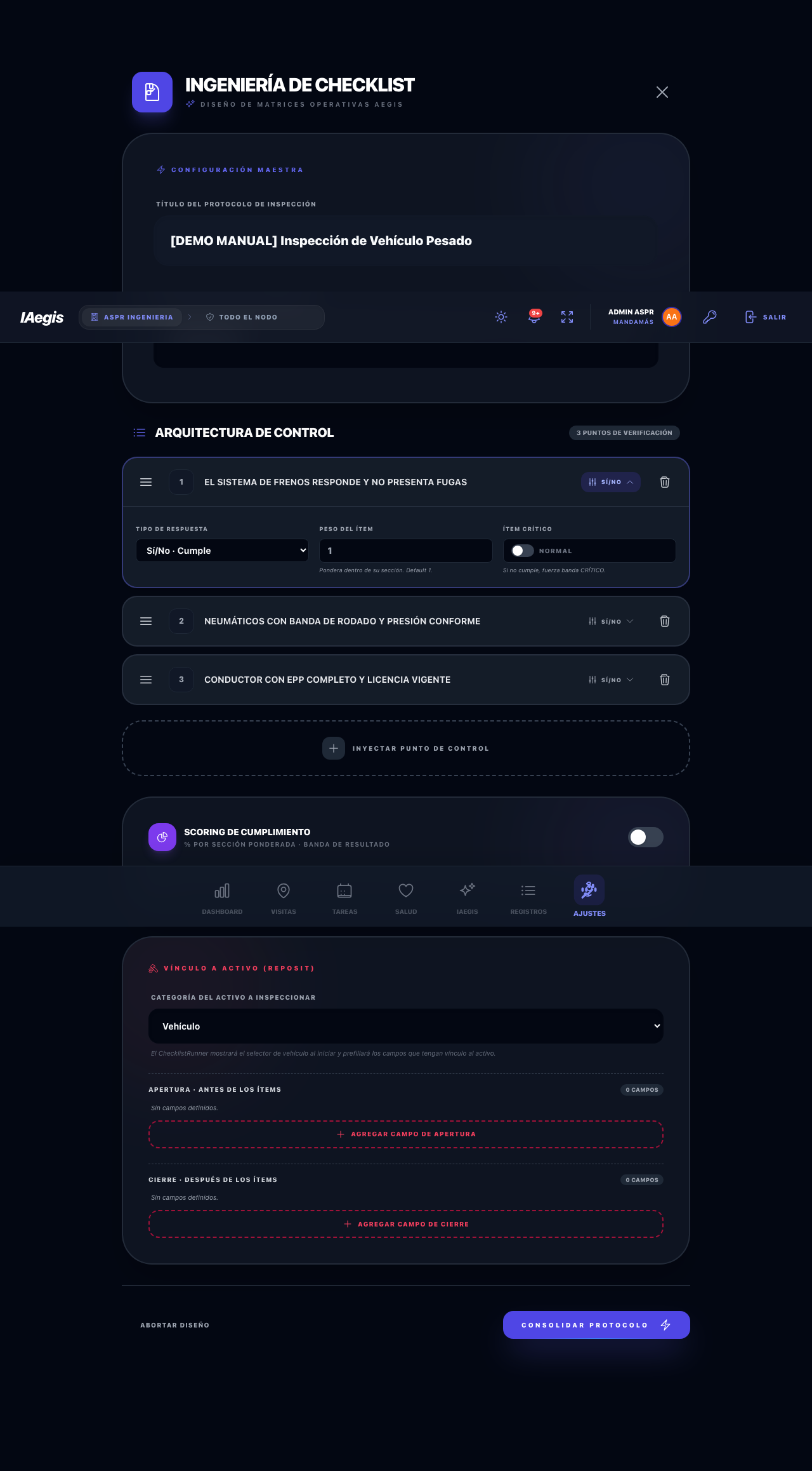 Vinculo a activo y campos contextuales