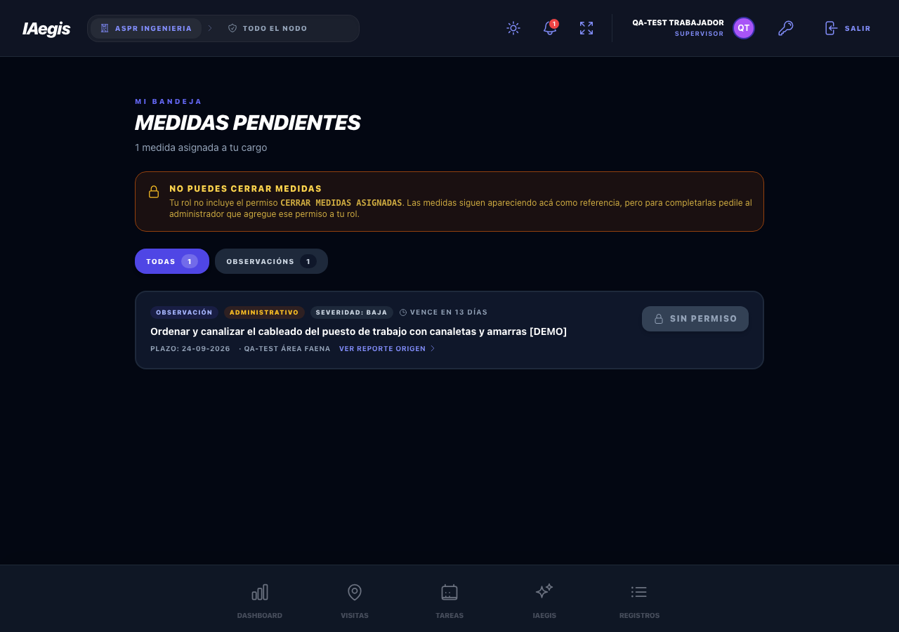 Bandeja sin permiso de cierre