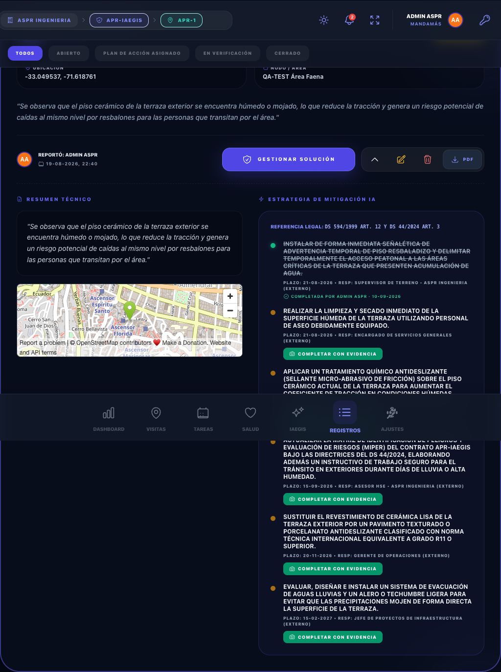 El plan de acción expandido en la tarjeta de observación