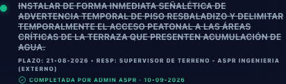 Medida en estado COMPLETED con trazabilidad