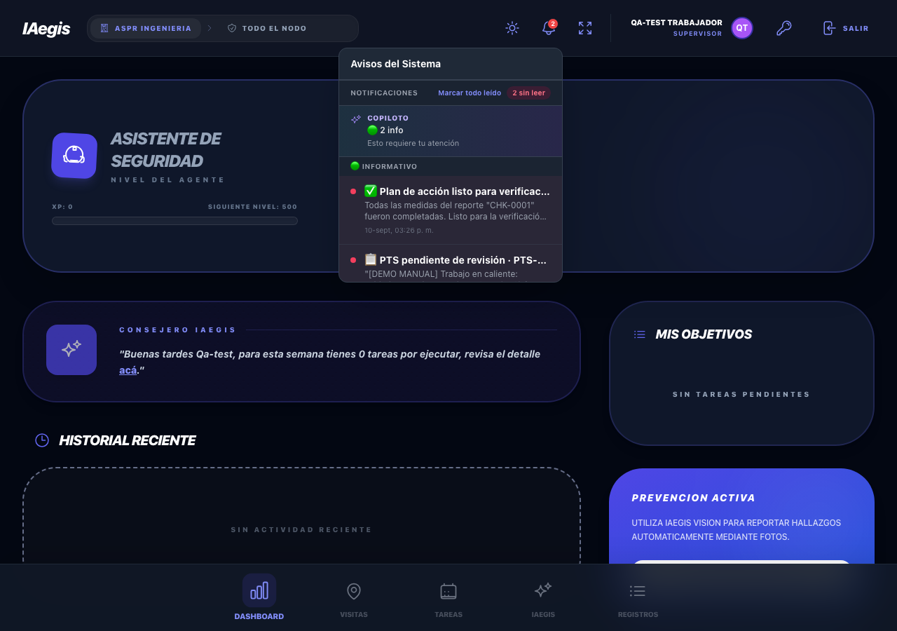 Notificación Plan de acción listo para verificación