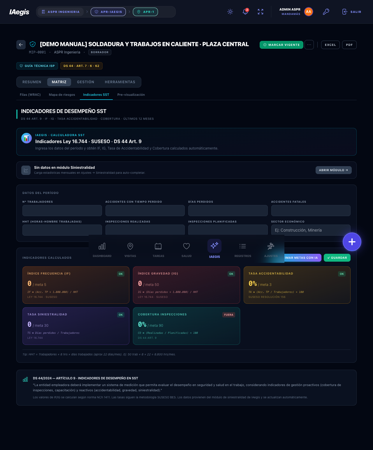 Calculadora de indicadores SST