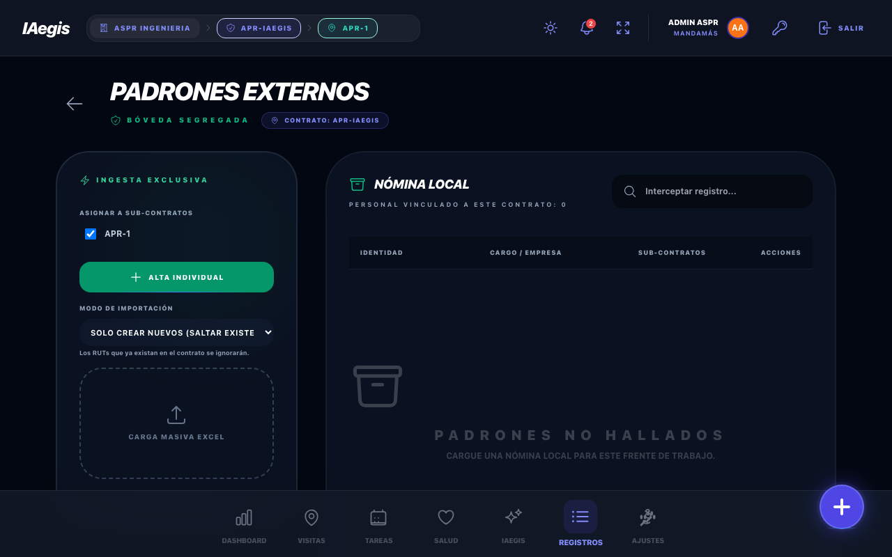Personal Externo desde el Centro de Registros